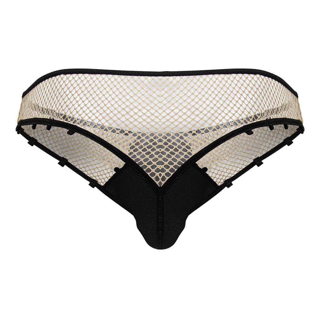 CandyMan Fishnet Thongs - Nude-Black