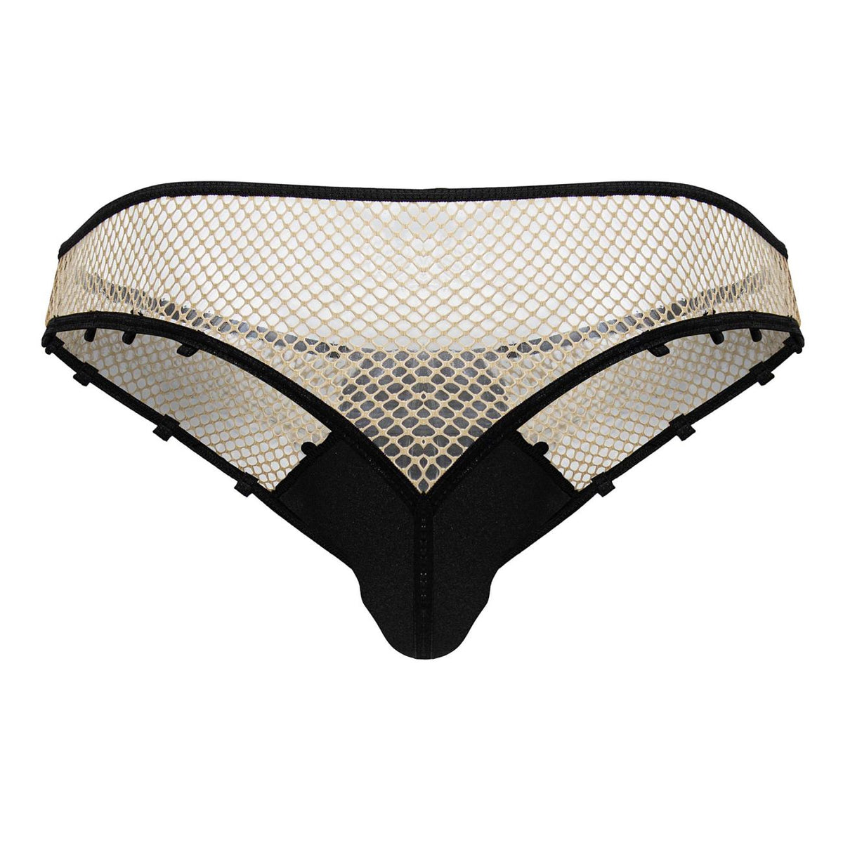 CandyMan Fishnet Thongs - Nude-Black