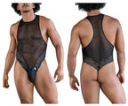 CandyMan Sheer Lace-Mesh Bodysuit - Black
