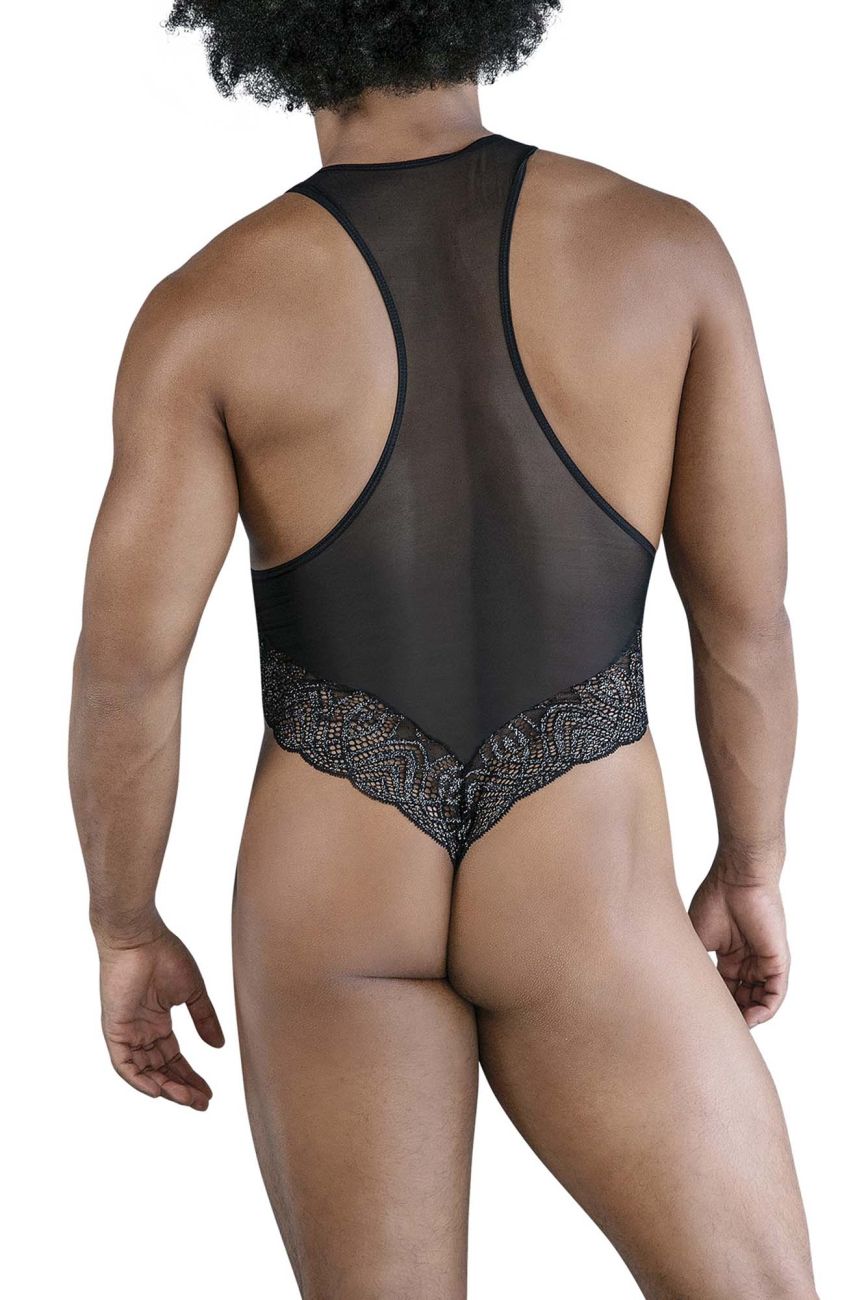 CandyMan Sheer Lace-Mesh Bodysuit - Black