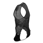 CandyMan Sheer Lace-Mesh Bodysuit - Black