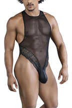 CandyMan Sheer Lace-Mesh Bodysuit - Black