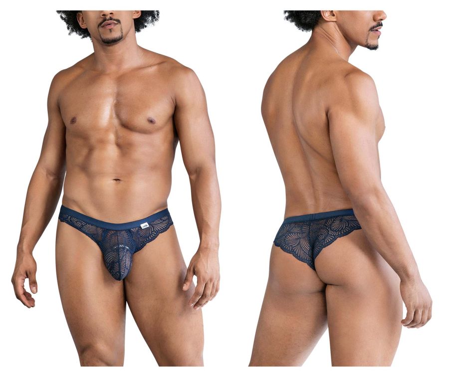 CandyMan Scalloped Lace Briefs - Navy
