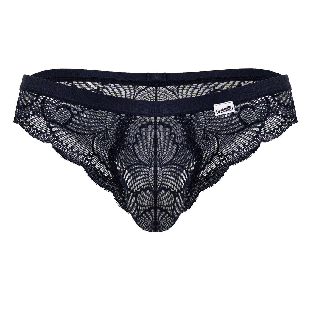 CandyMan Scalloped Lace Briefs - Navy