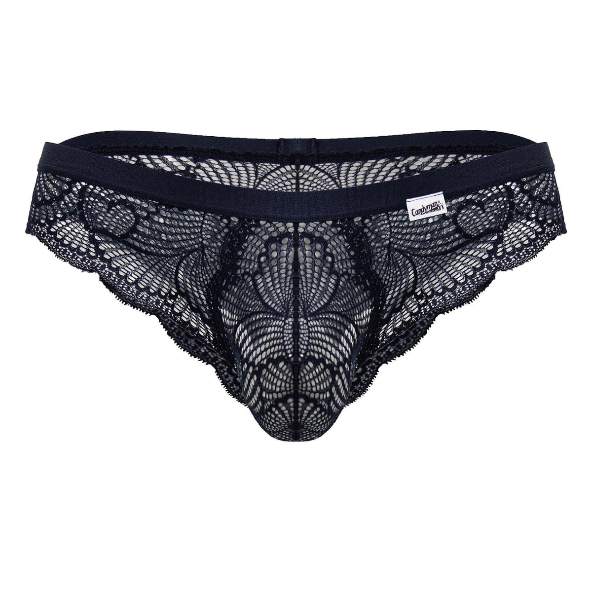 CandyMan Scalloped Lace Briefs - Navy