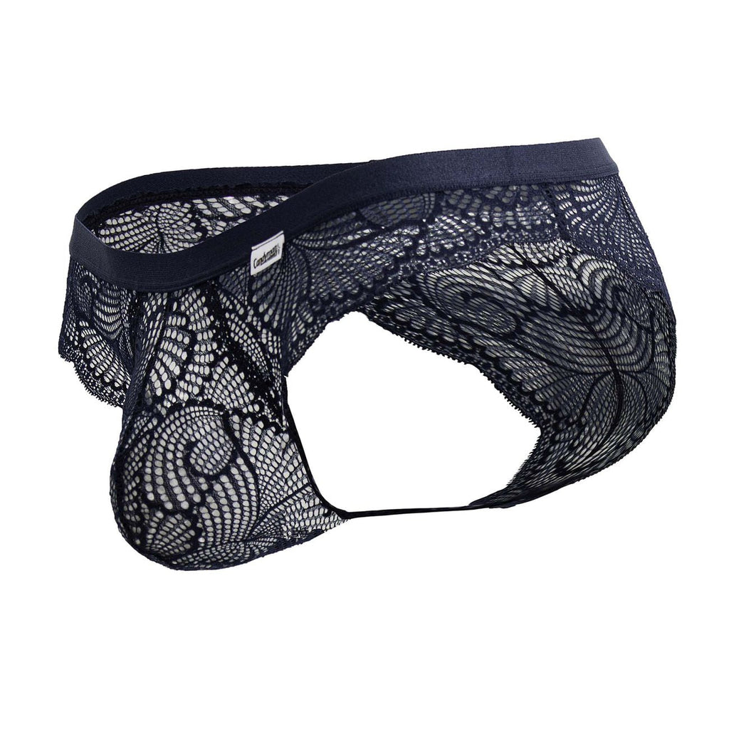 CandyMan Scalloped Lace Briefs - Navy