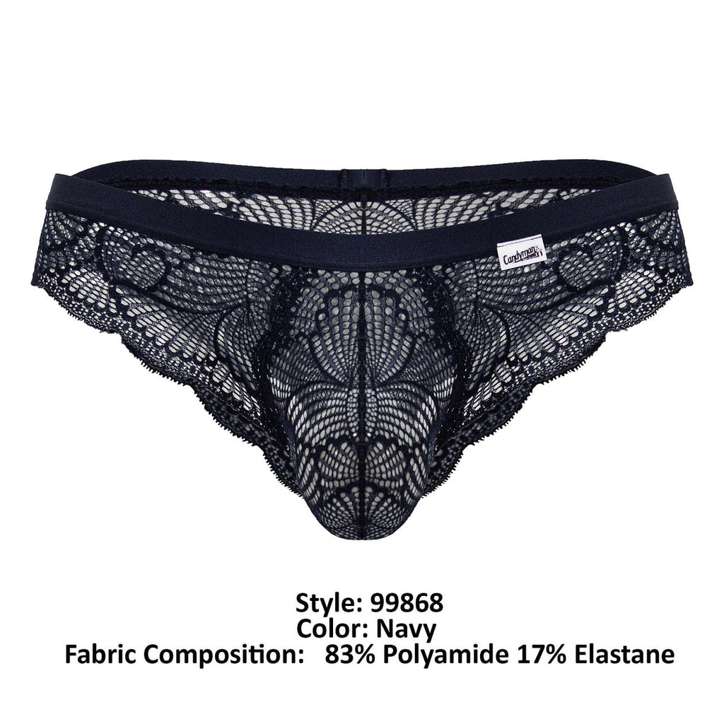CandyMan Scalloped Lace Briefs - Navy