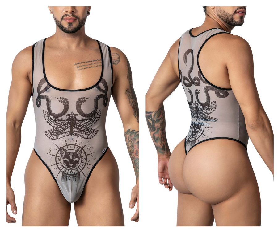 CandyMan Egyptian Bodysuit - Nude-Black
