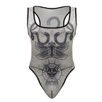 CandyMan Egyptian Bodysuit - Nude-Black
