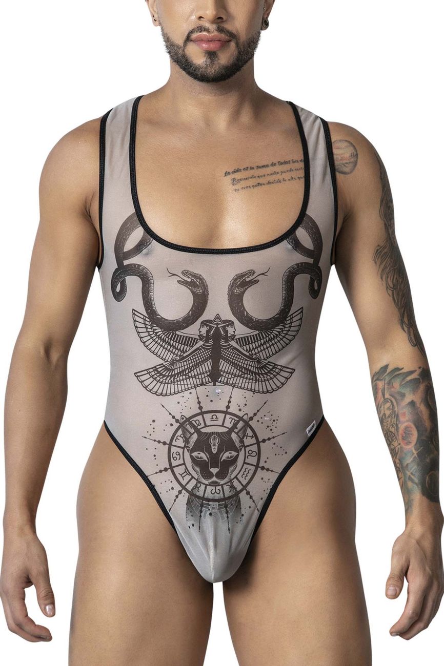 CandyMan Egyptian Bodysuit - Nude-Black