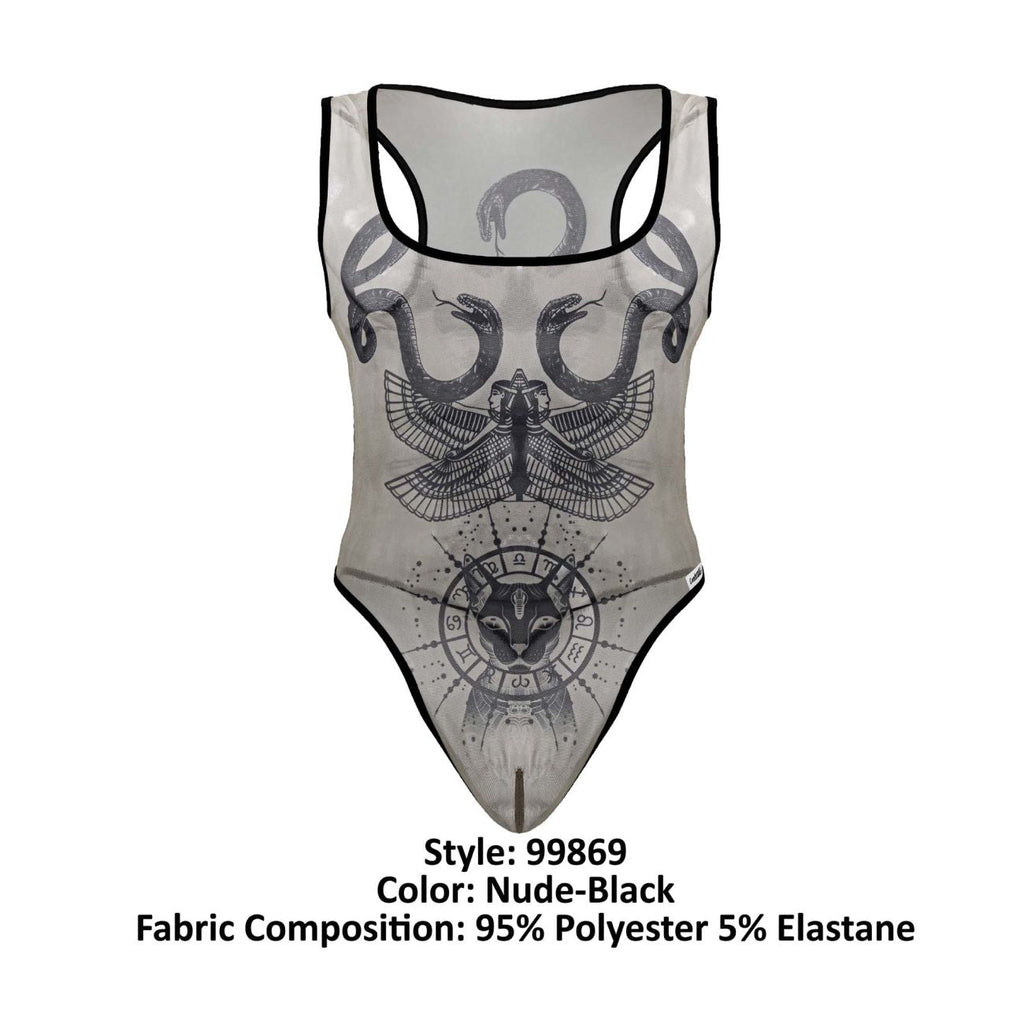CandyMan Egyptian Bodysuit - Nude-Black