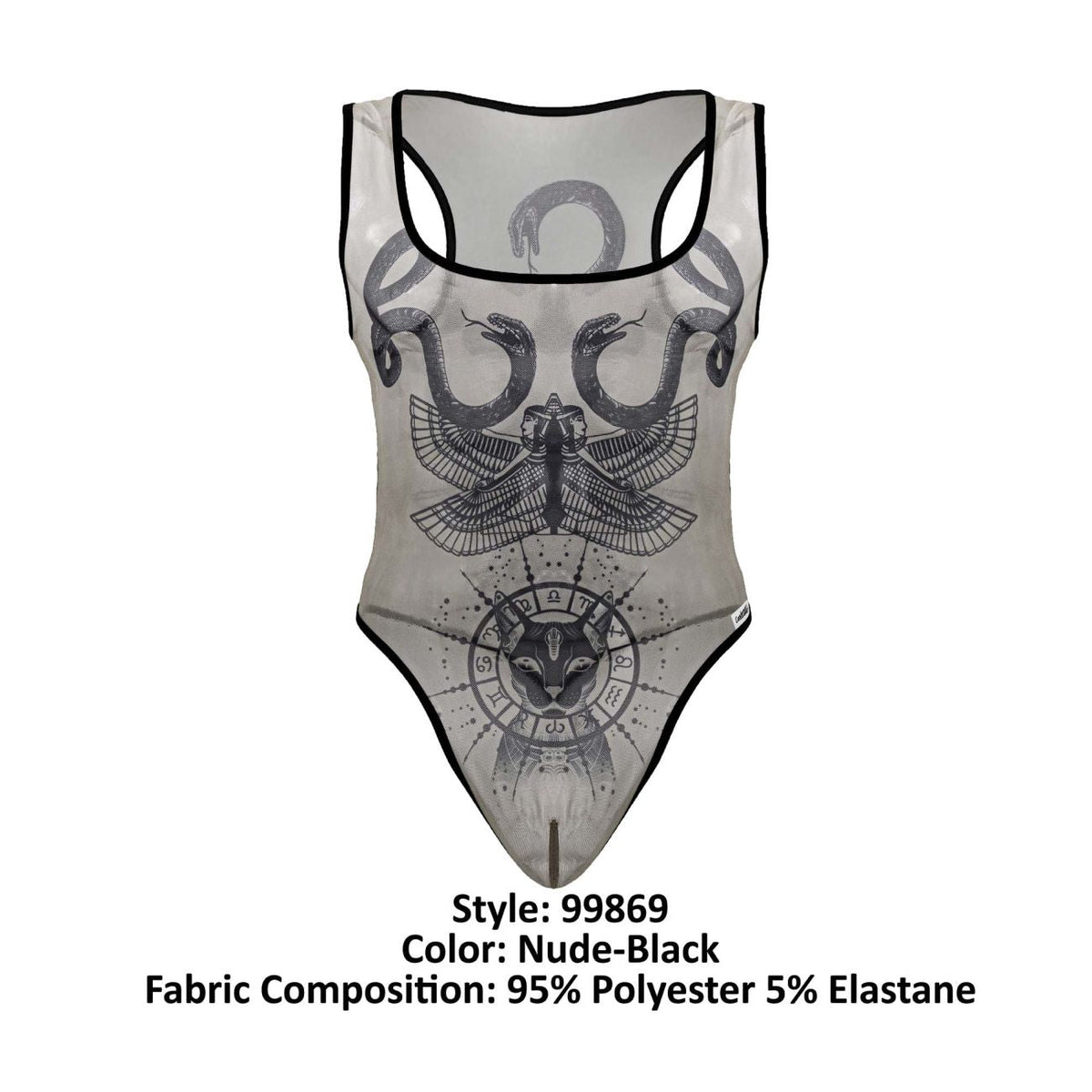 CandyMan Egyptian Bodysuit - Nude-Black