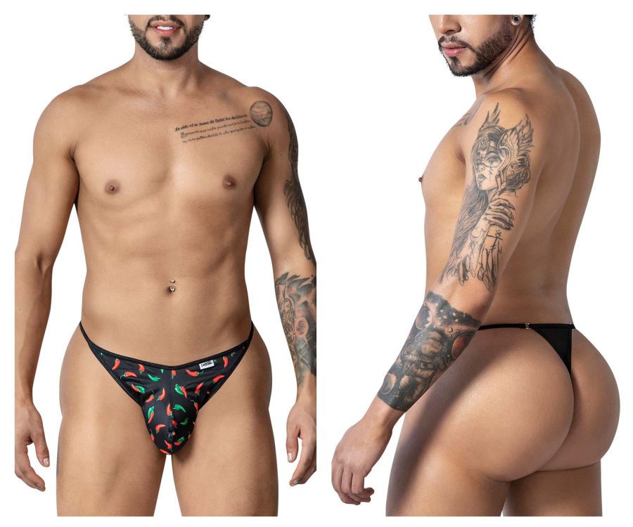 CandyMan Chili pepper Thongs - Black Print