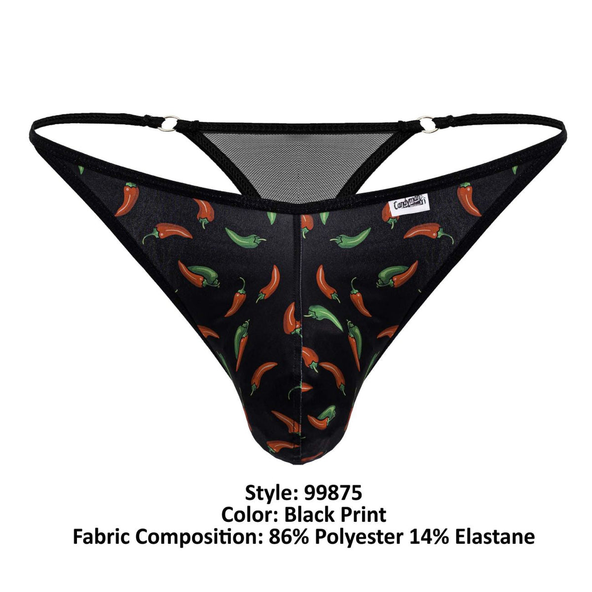 CandyMan Chili pepper Thongs - Black Print
