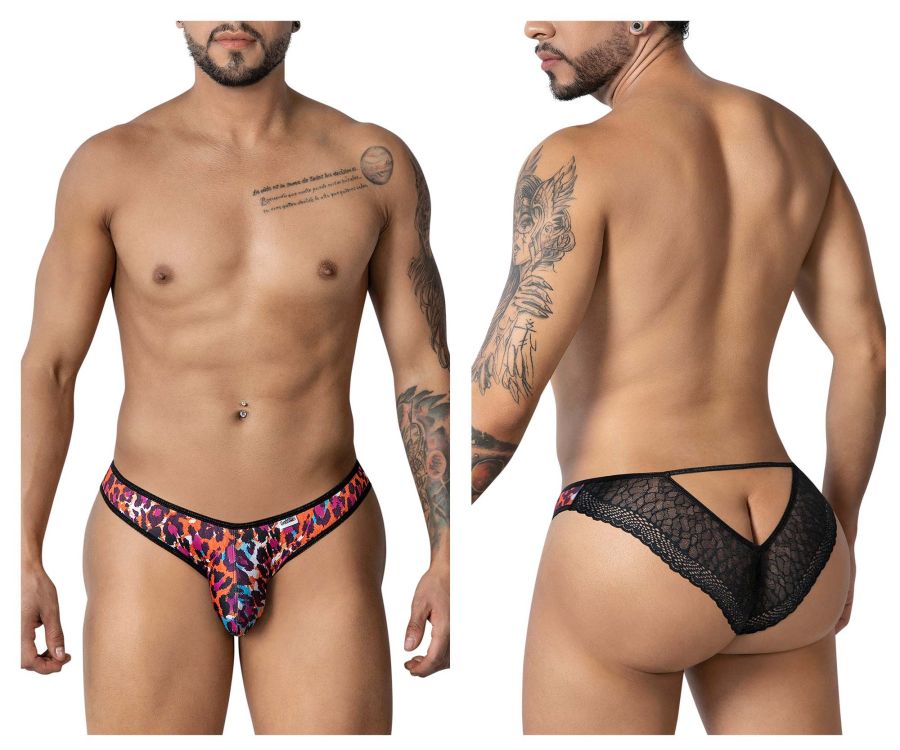 CandyMan Lace Back Leopard Briefs - Animal Print