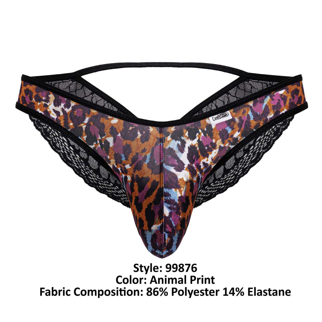 CandyMan Lace Back Leopard Briefs - Animal Print