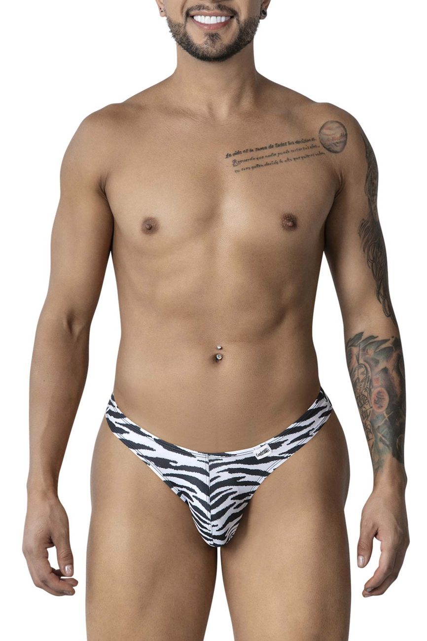 CandyMan Zebra Contour Pouch Thongs - Zebra Print