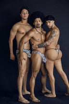 CandyMan Zebra Contour Pouch Thongs - Zebra Print