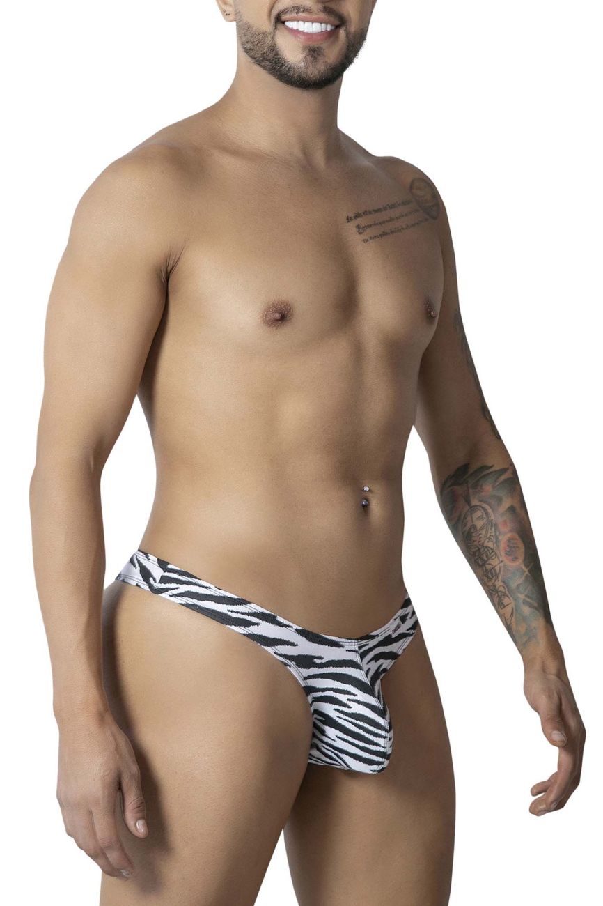 CandyMan Zebra Contour Pouch Thongs - Zebra Print