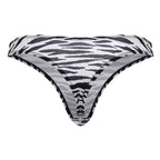 CandyMan Zebra Contour Pouch Thongs - Zebra Print
