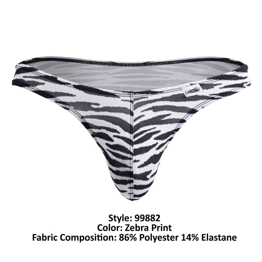 CandyMan Zebra Contour Pouch Thongs - Zebra Print