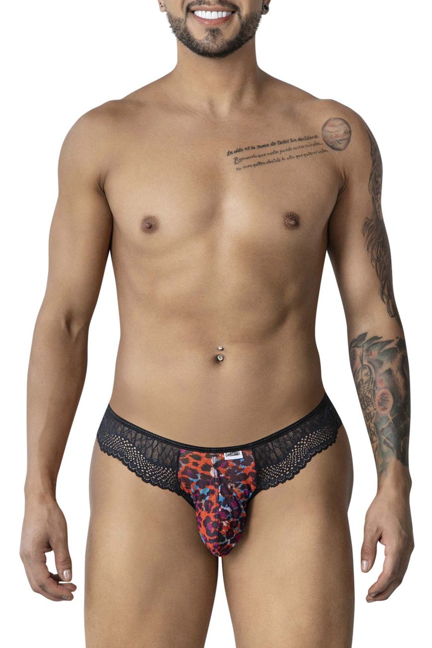 CandyMan Lace Leopard Thongs - Animal Print