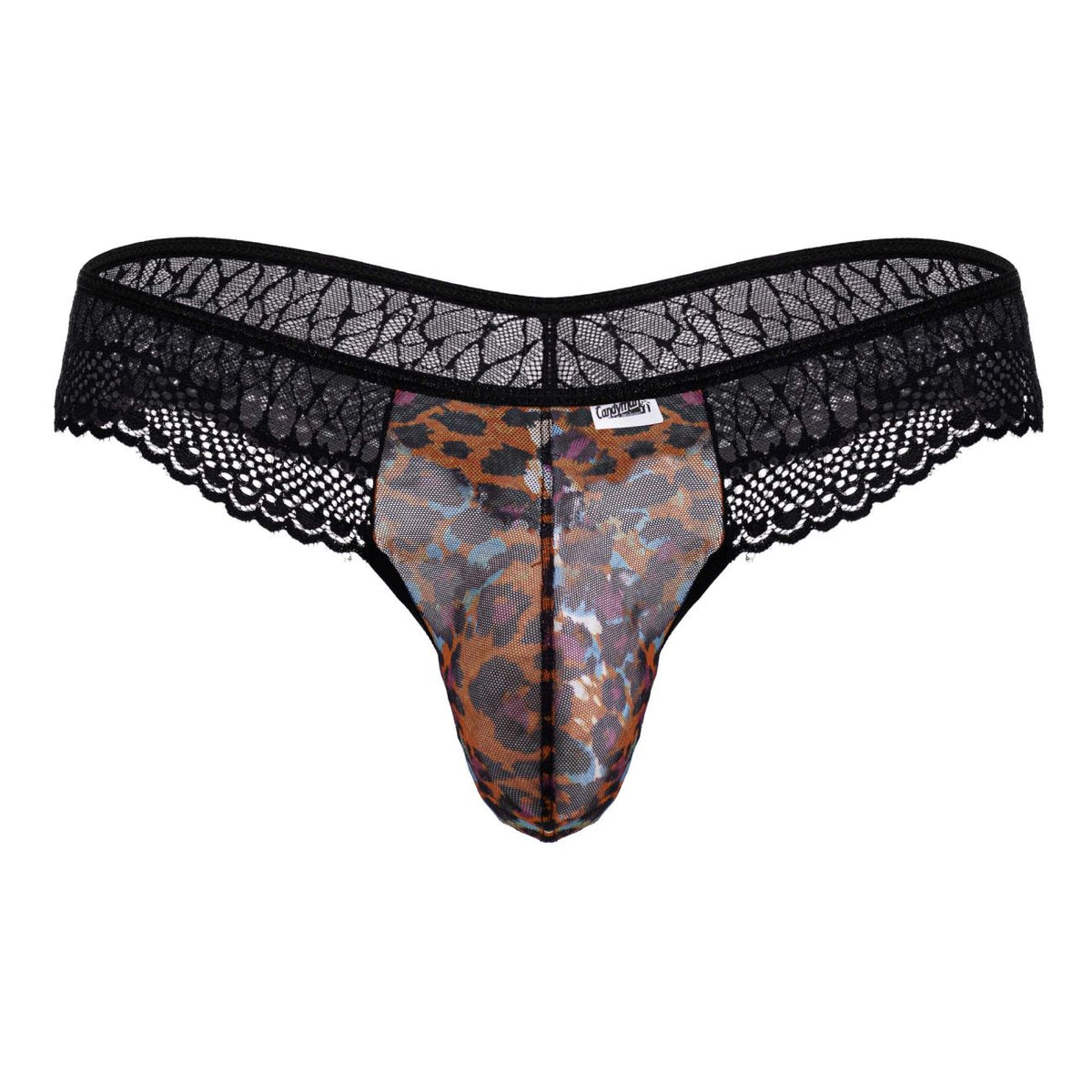 CandyMan Lace Leopard Thongs - Animal Print