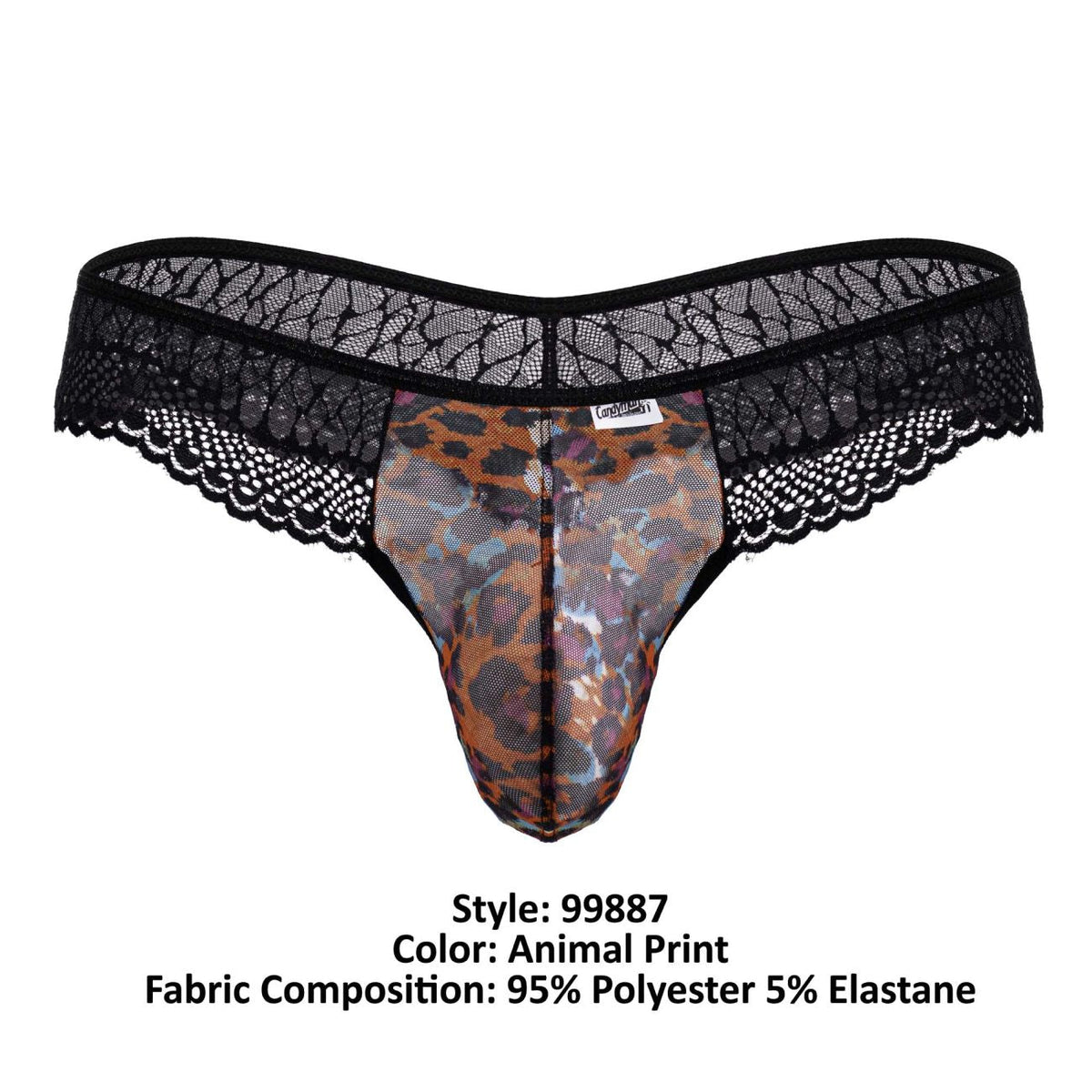 CandyMan Lace Leopard Thongs - Animal Print