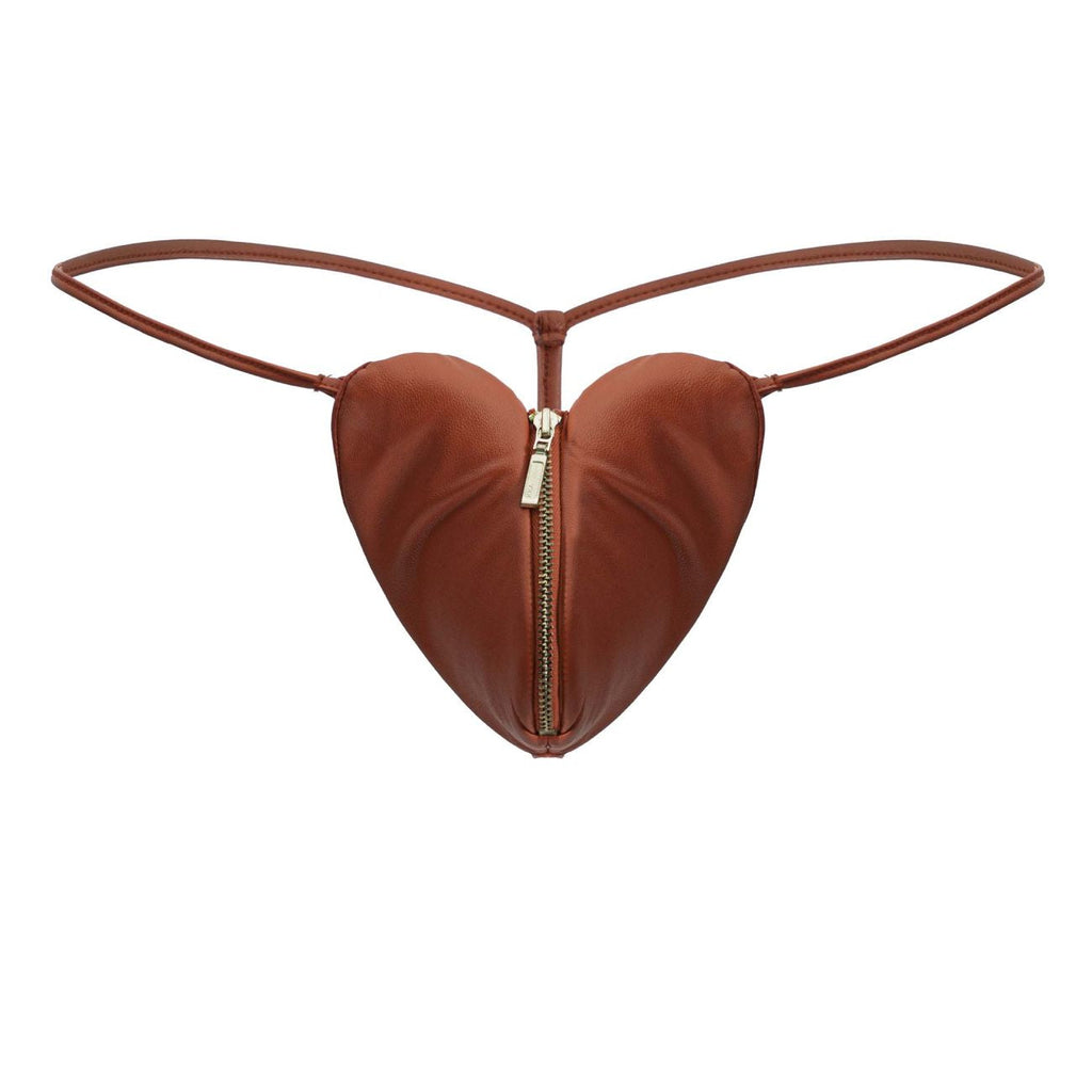 CandyMan Zip-Front Heart Thongs - Red