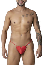 CandyMan Zip-Front Heart Thongs - Red