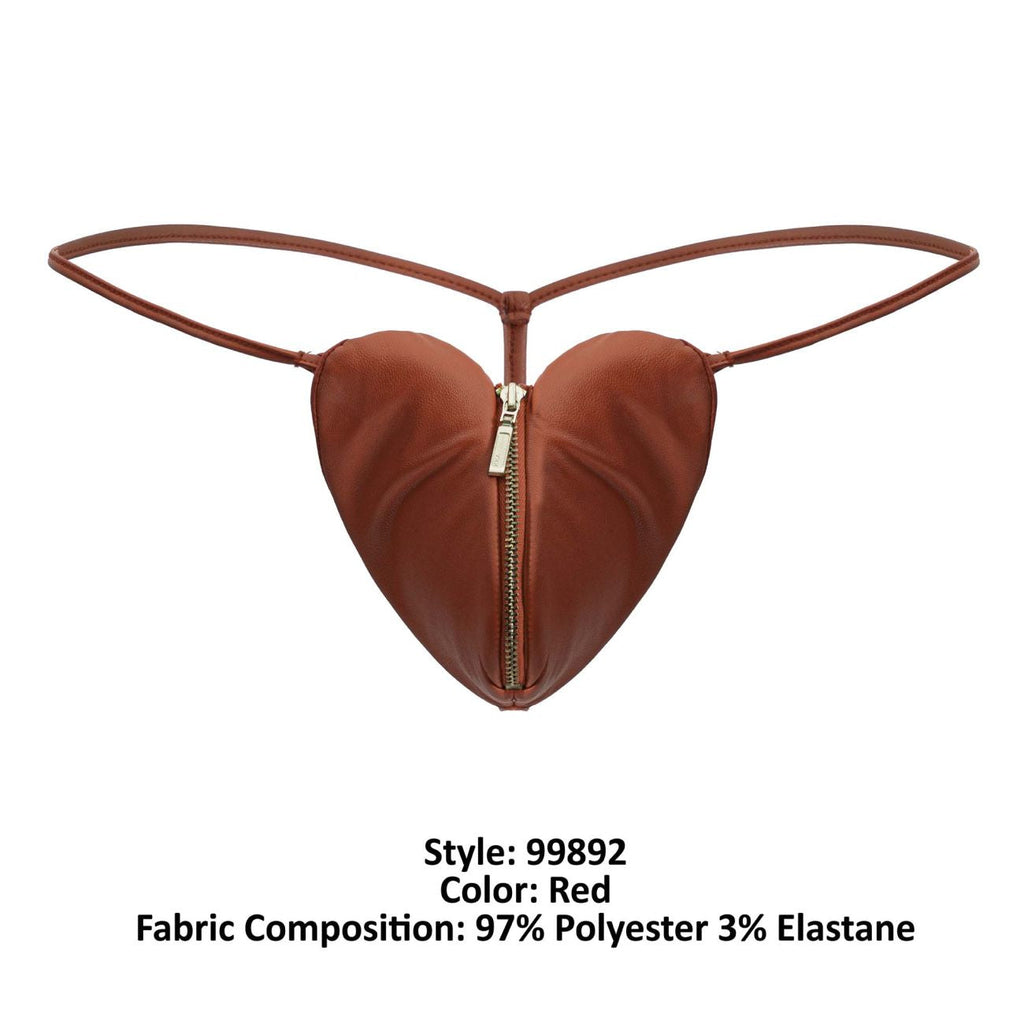 CandyMan Zip-Front Heart Thongs - Red