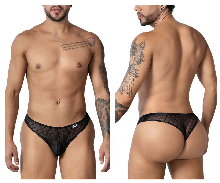 CandyMan Geometric Mesh Briefs - Black