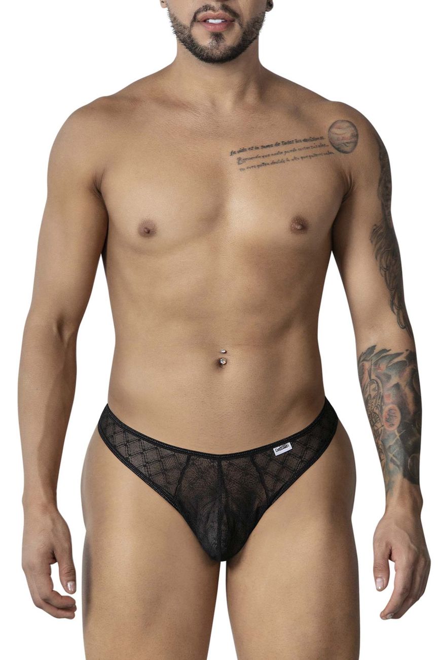 CandyMan Geometric Mesh Briefs - Black