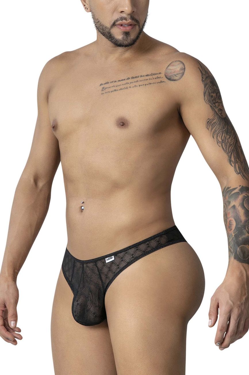CandyMan Geometric Mesh Briefs - Black