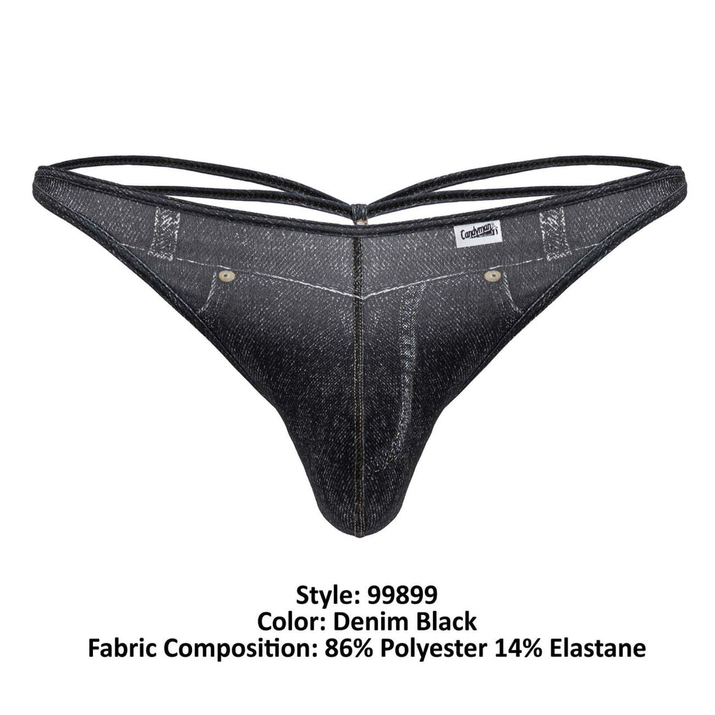 CandyMan Cowboy Thongs - Denim Black
