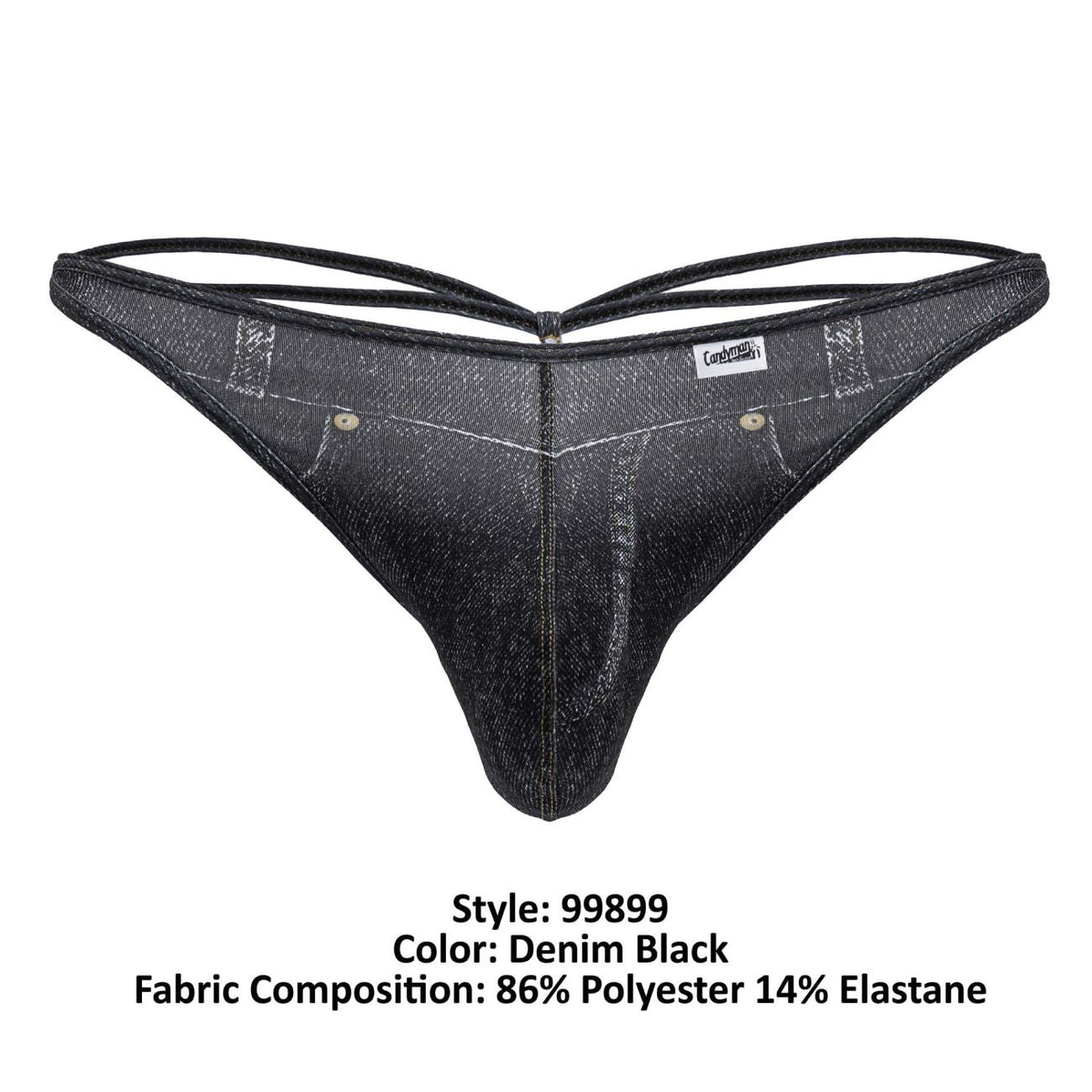 CandyMan Cowboy Thongs - Denim Black