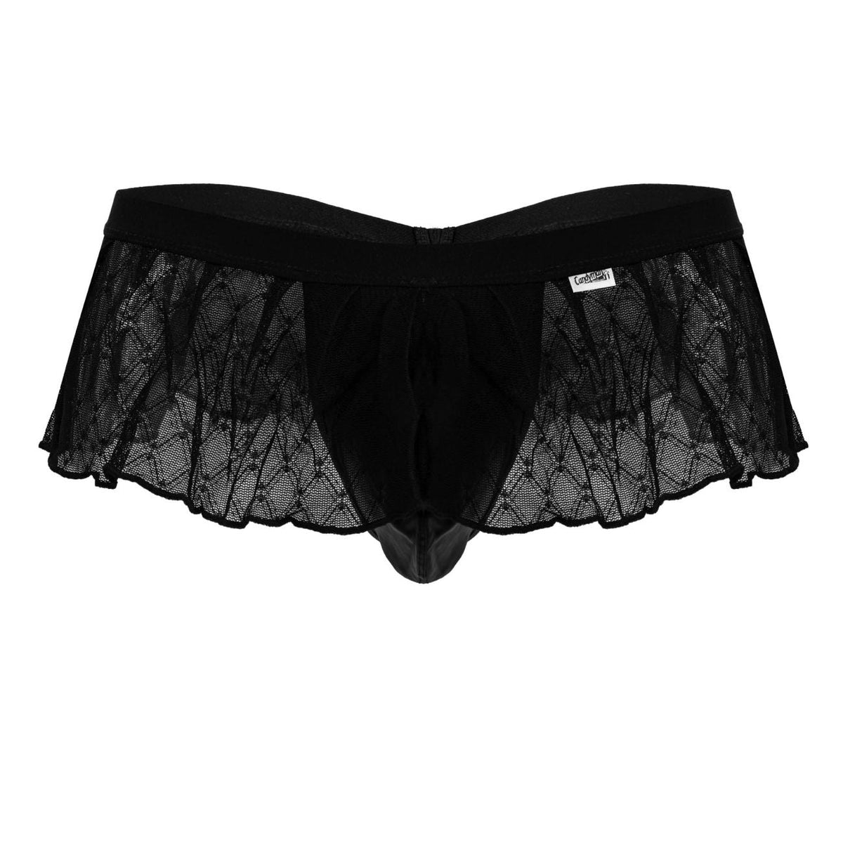 CandyMan Geometric Mesh Skirt Thongs - Black