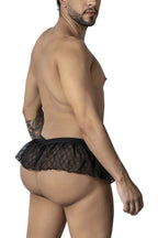 CandyMan Geometric Mesh Skirt Thongs - Black