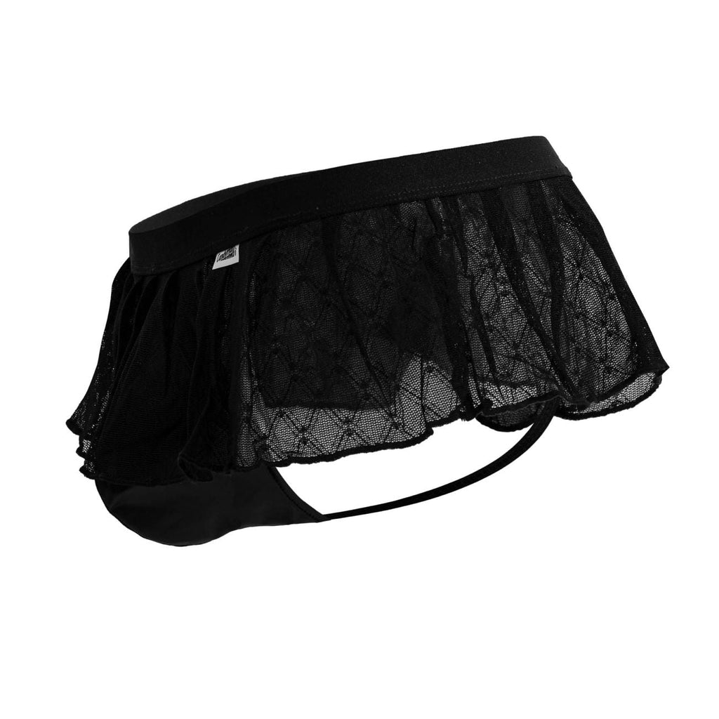 CandyMan Geometric Mesh Skirt Thongs - Black