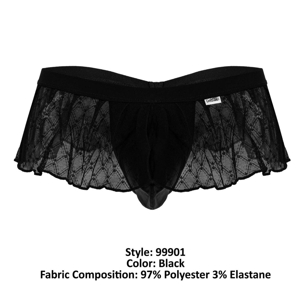 CandyMan Geometric Mesh Skirt Thongs - Black