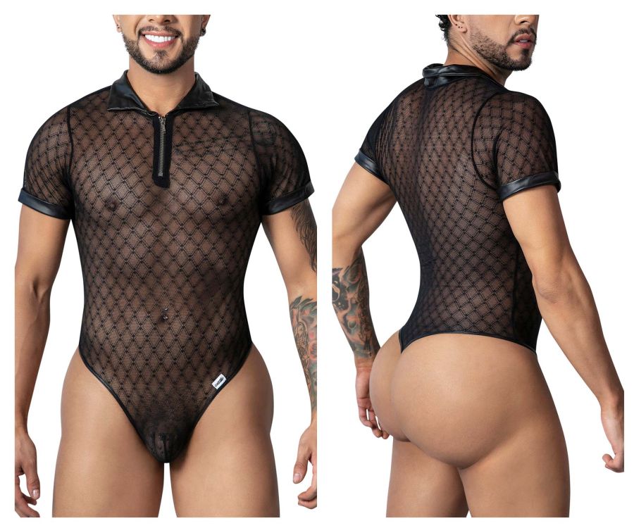 CandyMan Geometric Mesh Bodysuit - Black