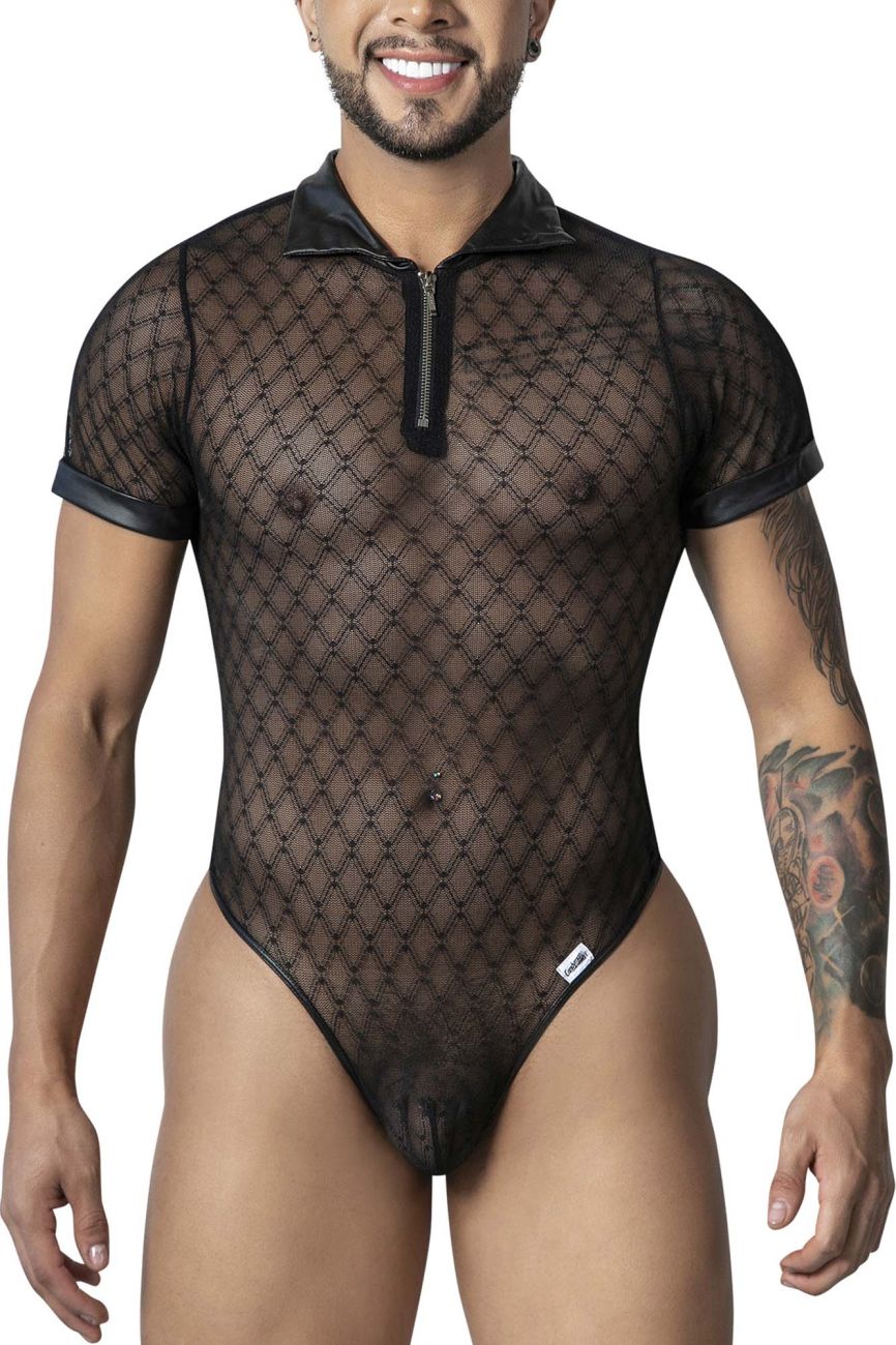 CandyMan Geometric Mesh Bodysuit - Black
