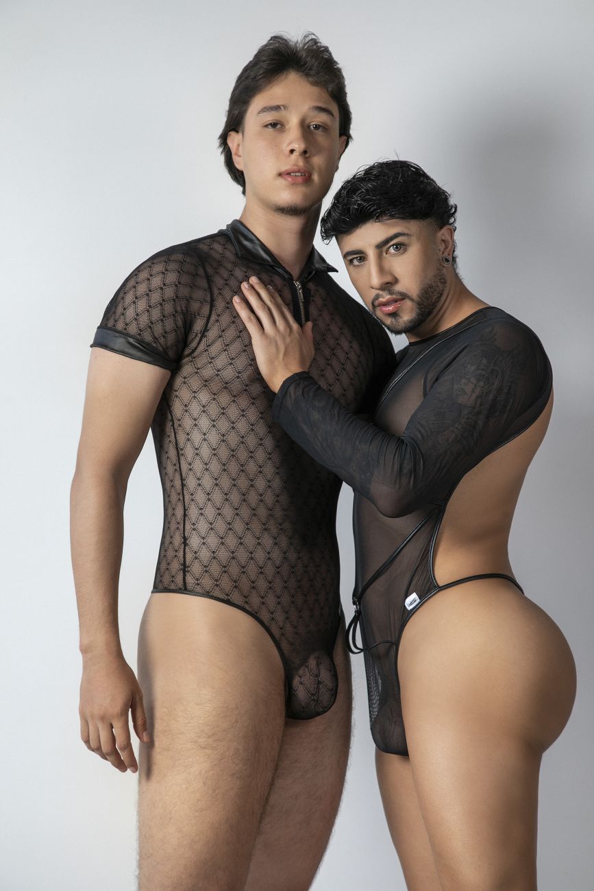 CandyMan Geometric Mesh Bodysuit - Black