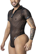 CandyMan Geometric Mesh Bodysuit - Black