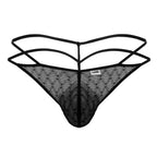 CandyMan Geometric Mesh Double Strap Thongs - Black