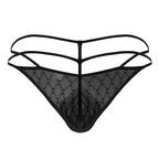 CandyMan Geometric Mesh Double Strap Thongs - Black