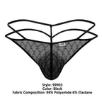 CandyMan Geometric Mesh Double Strap Thongs - Black