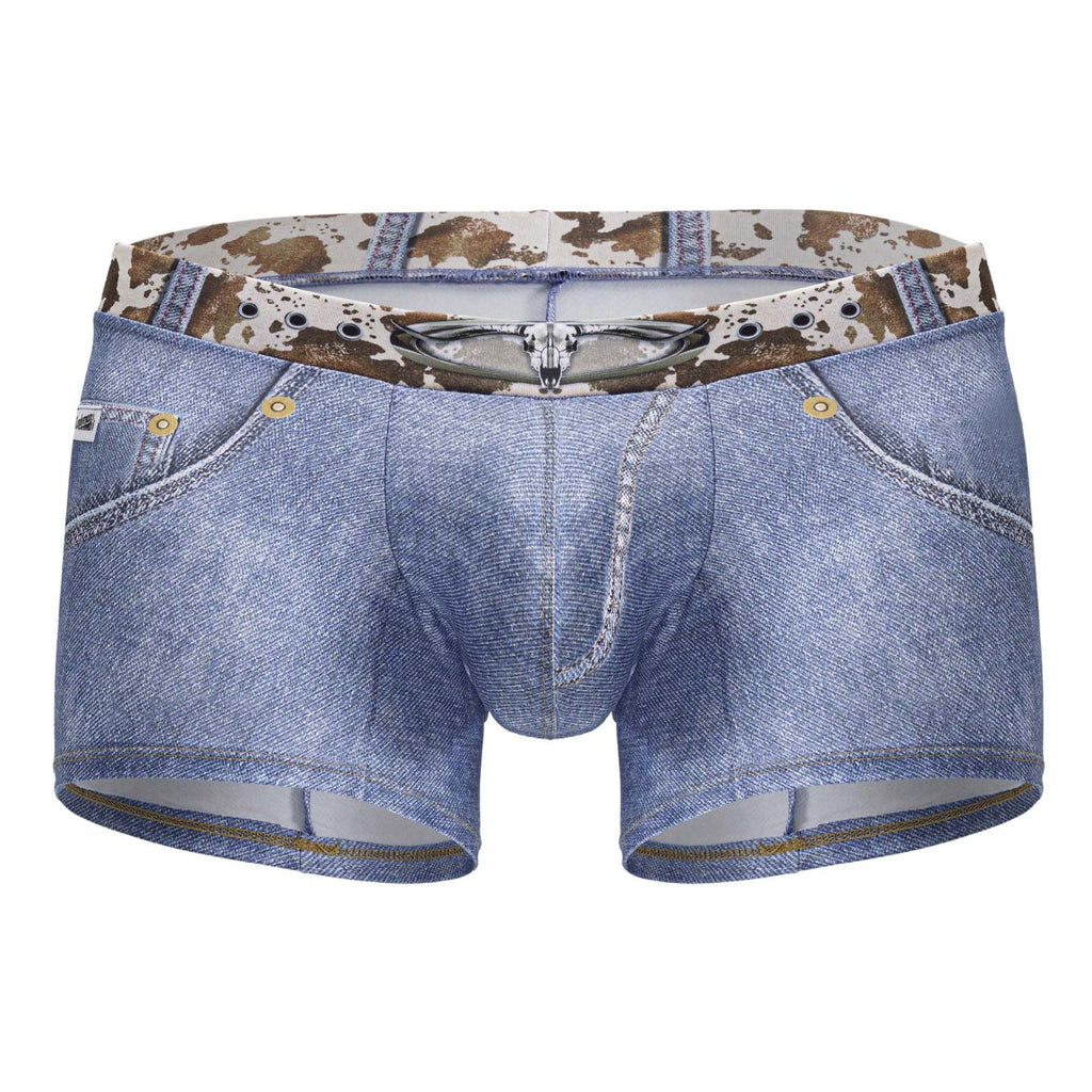 CandyMan Cowboy Trunks Cow-Print Waistband - Denim Blue