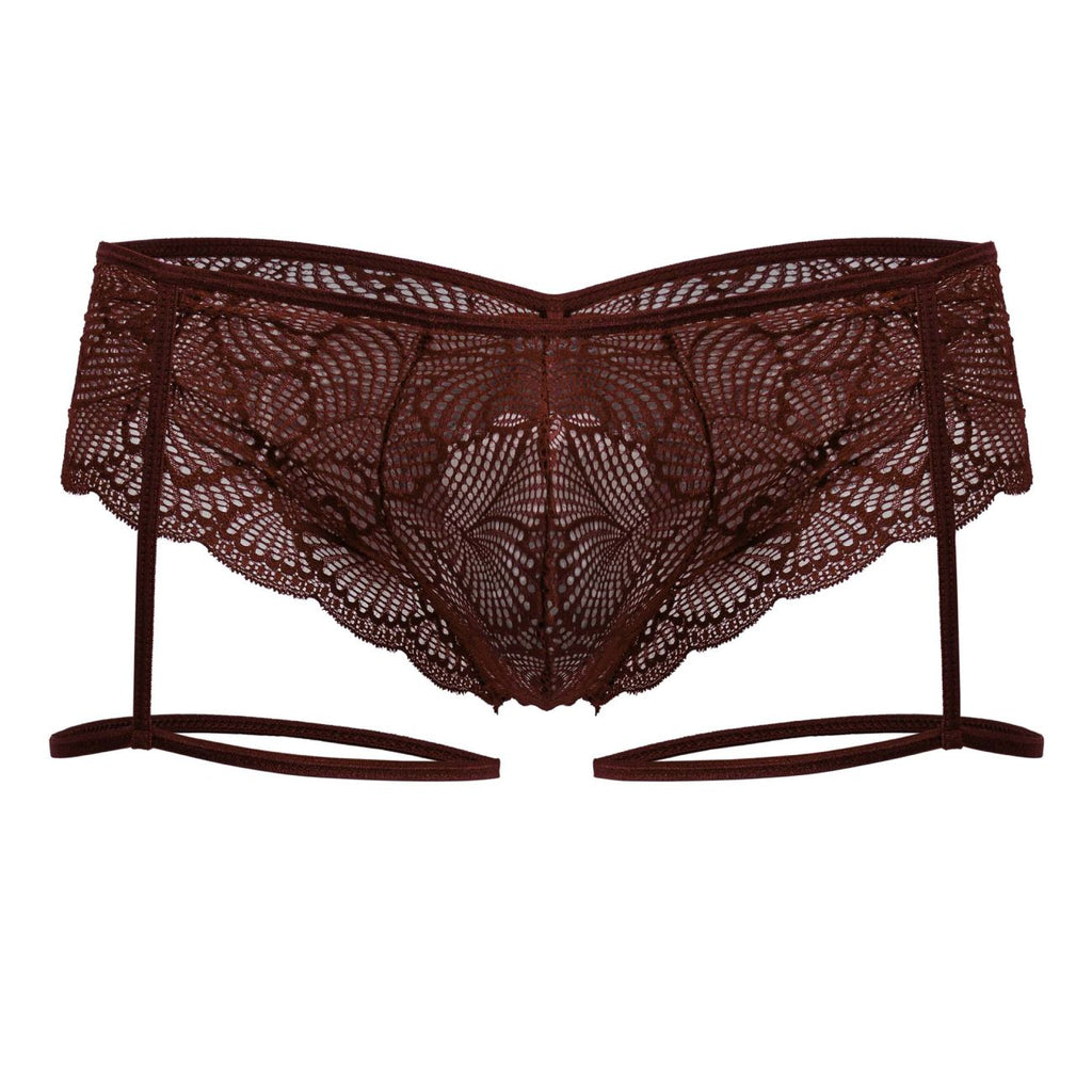 CandyMan Garter Lace Briefs - Burgundy
