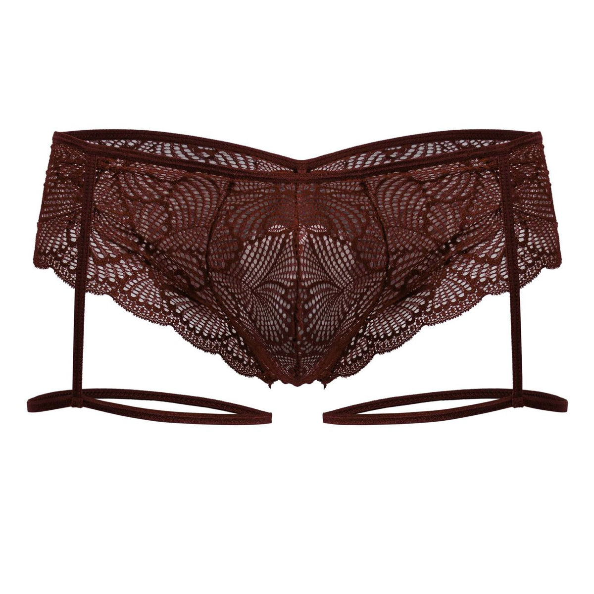CandyMan Garter Lace Briefs - Burgundy